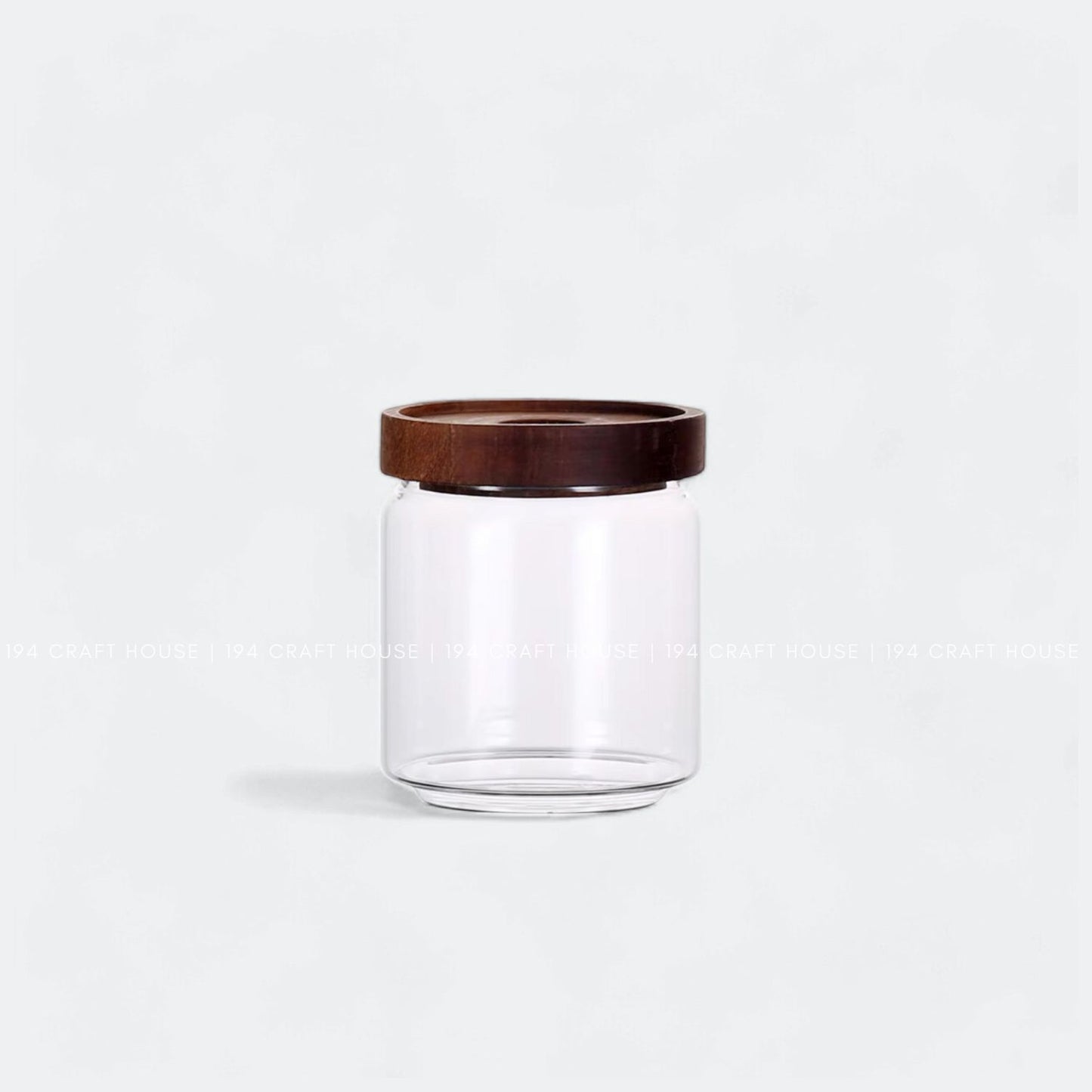 Glass Jar Stackable Wood Lid Food Container