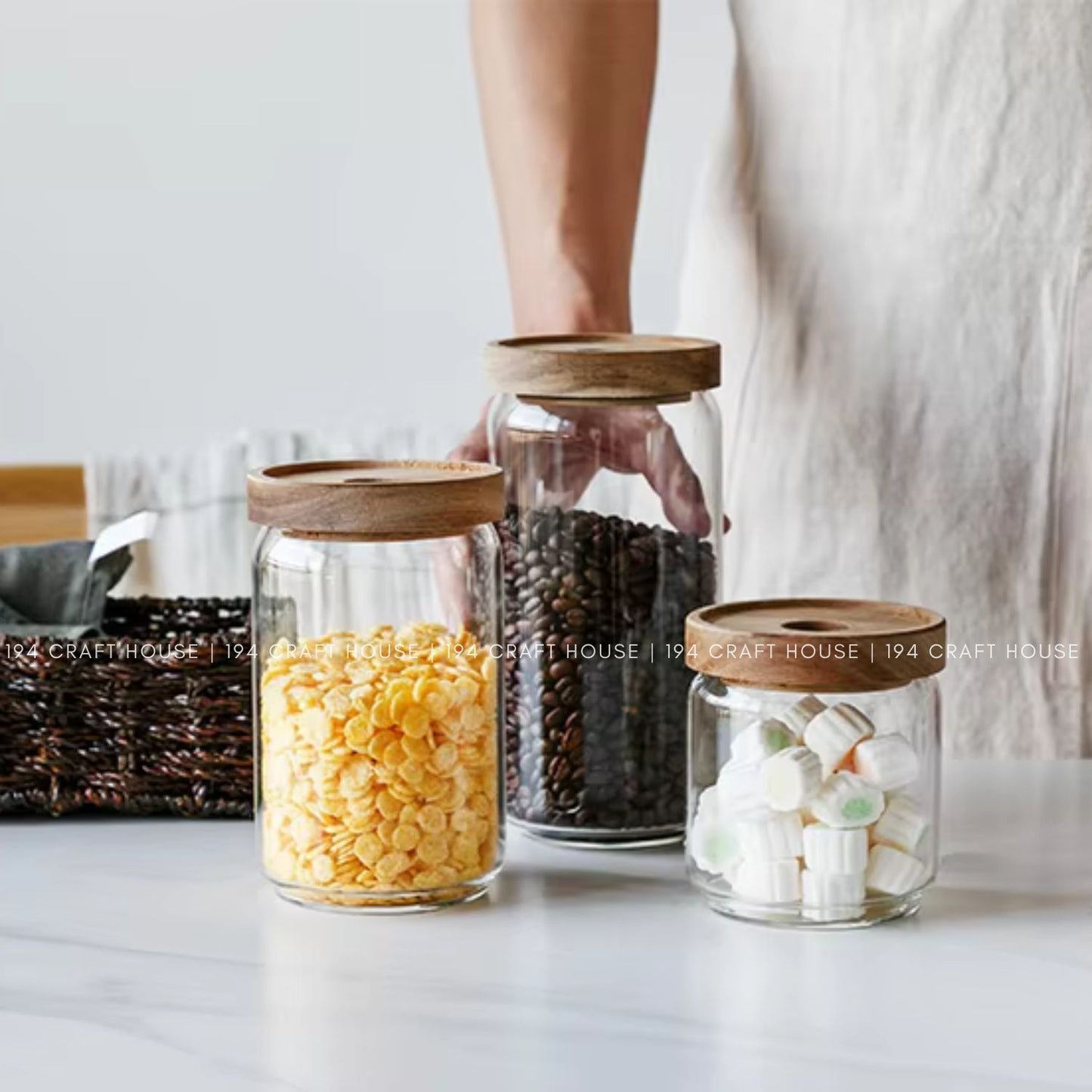 Glass Jar Food Storage Stackable Lid