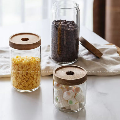 Glass Jar Food Storage Stackable Lid