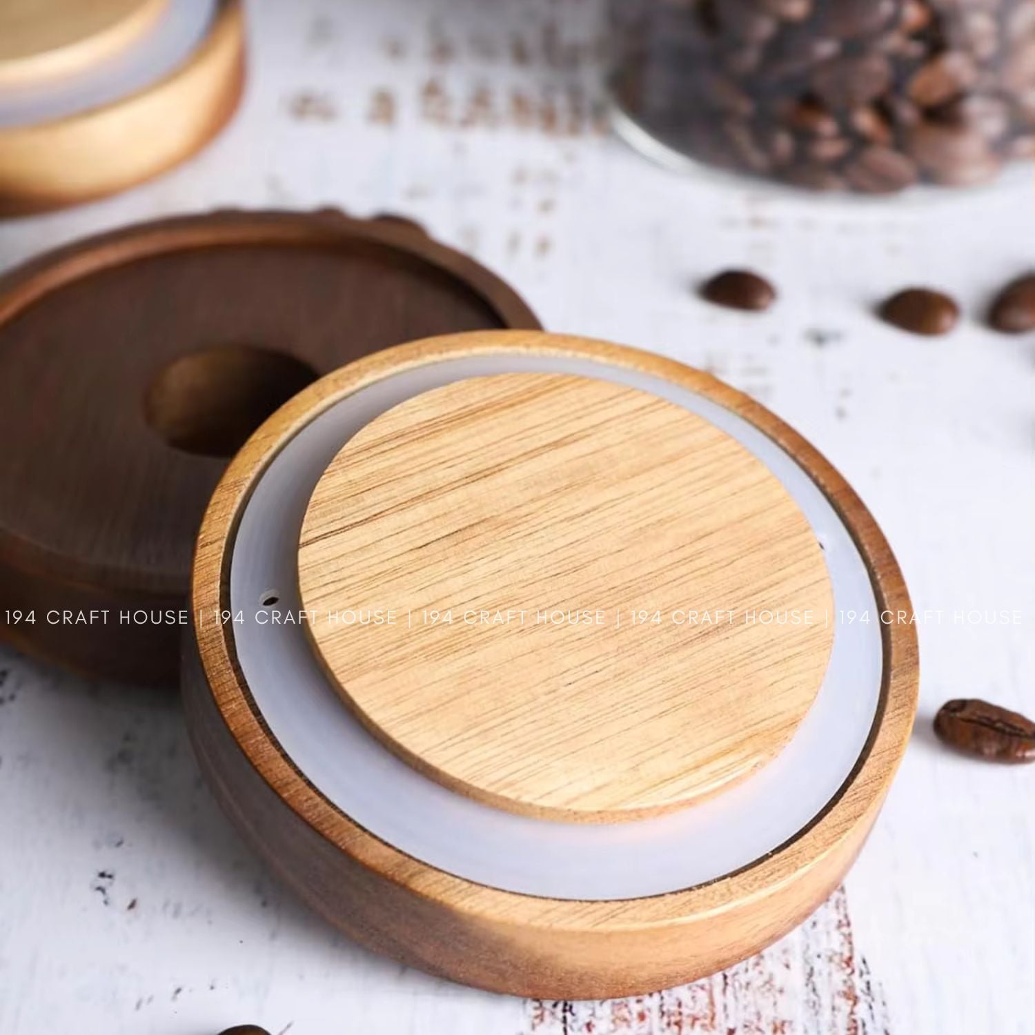 Glass Food Jar with Wood Lid Kitchen Storage