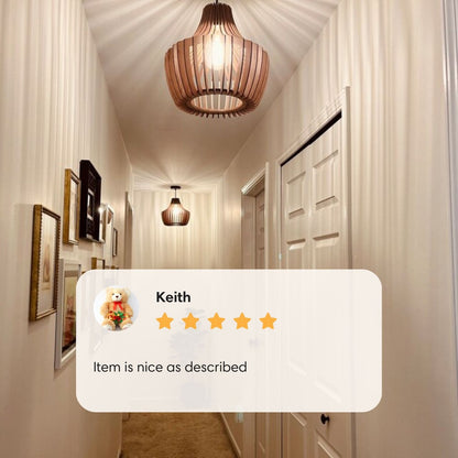 Wood Pendant Light for Table Dining Mid-Modern Century