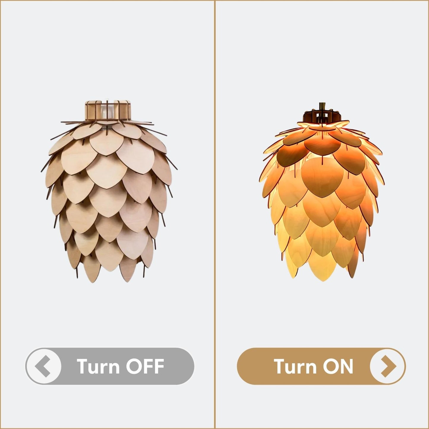 Pine-Cone-Wooden-Pendant-Light-Light Effect