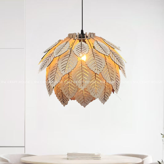 Wood Pendant Light Fixture Leaf Shape for Home Decor