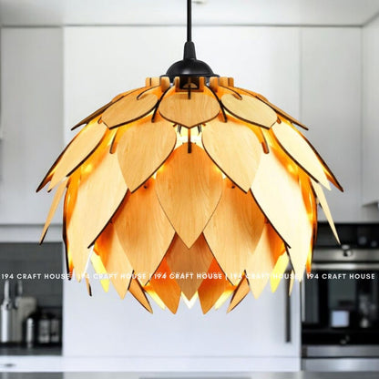 Water Lily Wood Pendant Light for Kitchen