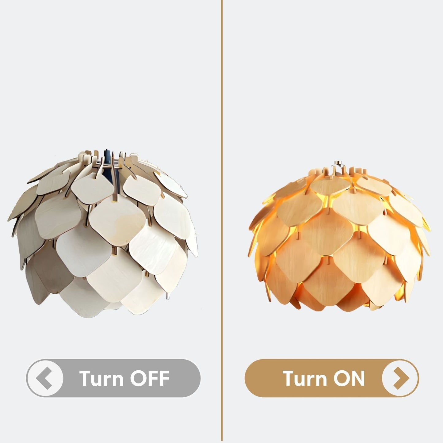 Wood Pendant Light Round Pinecone Shape