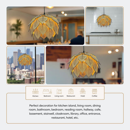 Bodhi Leaf Wooden Pendant Light Various Uses