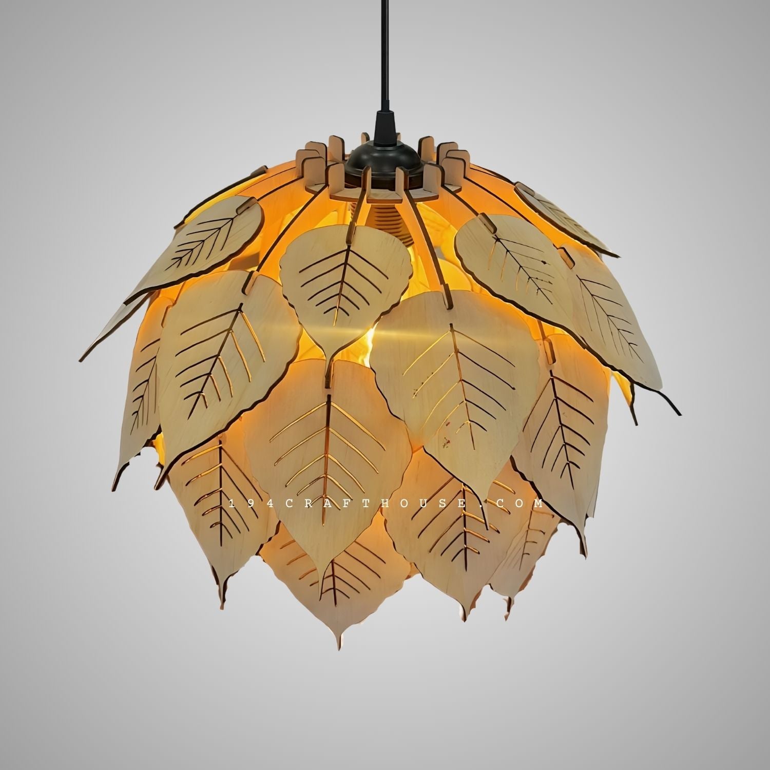 Bodhi Leaf wooden pendant light