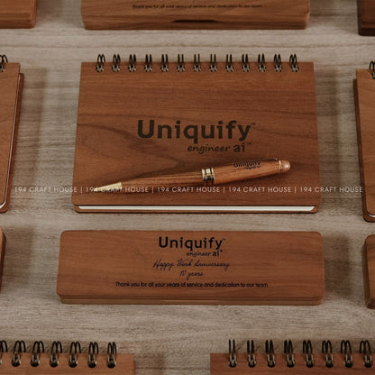 Wooden Pen Set and Notebook Personalized Engraved Gift