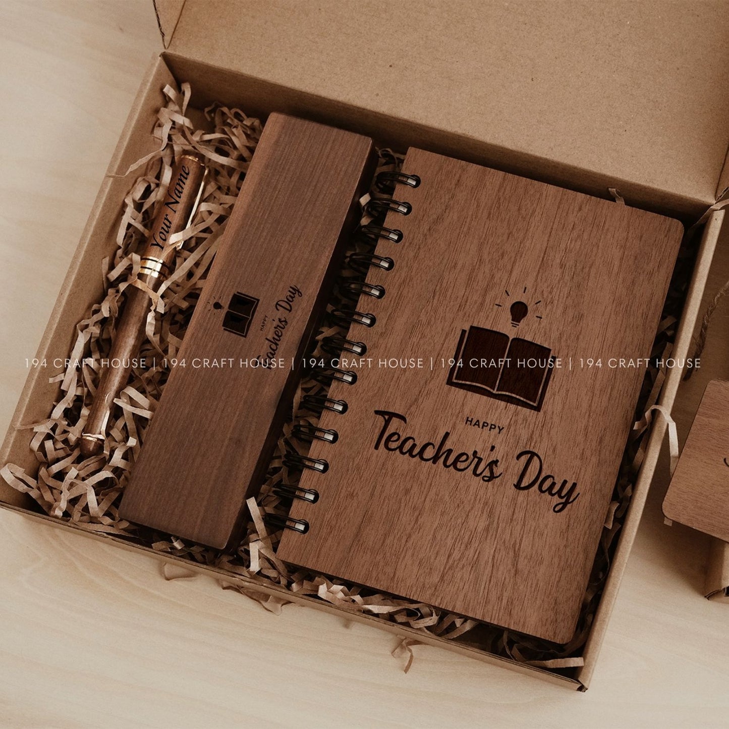 Wooden Pen Set and Notebook Personalized Engraved Gift