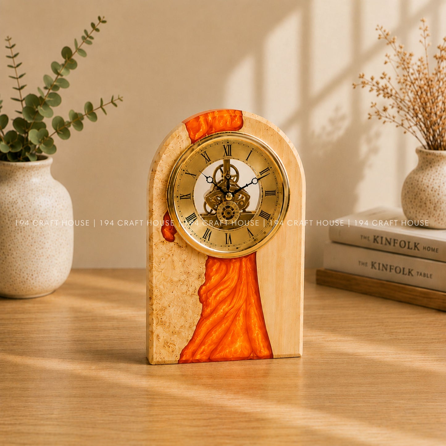Personalized Wood & Resin Desk Clock – Handmade Clock for Home Office Decor & Personalized Gifts for New Home, Housewarming Gifts, Wedding Gifts, Anniversary Gifts, Retirement Gift