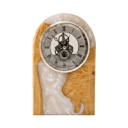 Personalized Wood & Resin Desk Clock – Handmade Clock for Home Office Decor & Personalized Gifts for New Home, Housewarming Gifts, Wedding Gifts, Anniversary Gifts, Retirement Gift