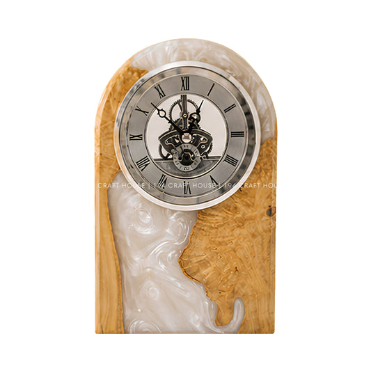 Personalized Wood & Resin Desk Clock – Handmade Clock for Home Office Decor & Personalized Gifts for New Home, Housewarming Gifts, Wedding Gifts, Anniversary Gifts, Retirement Gift