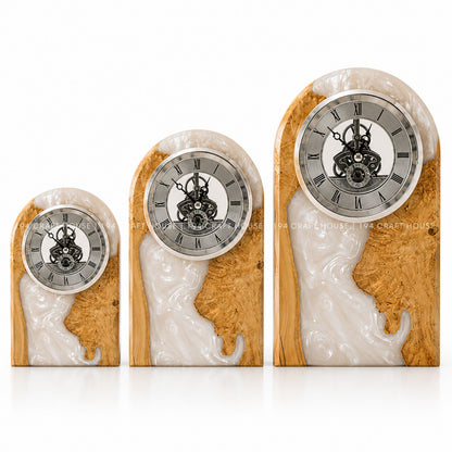 Personalized Wood & Resin Desk Clock – Handmade Clock for Home Office Decor & Personalized Gifts for New Home, Housewarming Gifts, Wedding Gifts, Anniversary Gifts, Retirement Gift