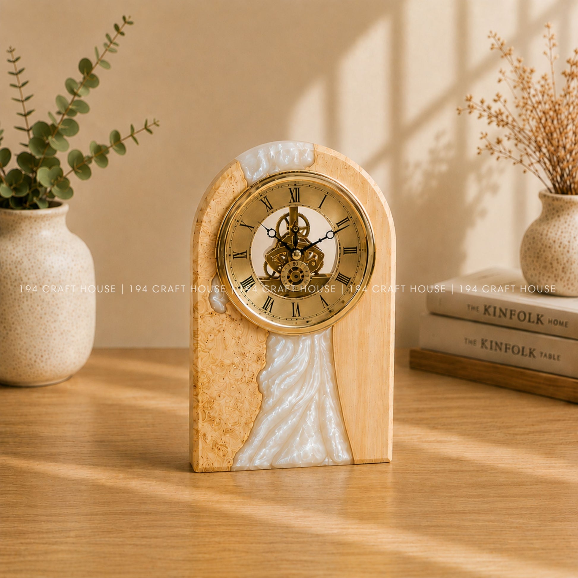 Personalized Wood & Resin Desk Clock – Handmade Clock for Home Office Decor & Personalized Gifts for New Home, Housewarming Gifts, Wedding Gifts, Anniversary Gifts, Retirement Gift
