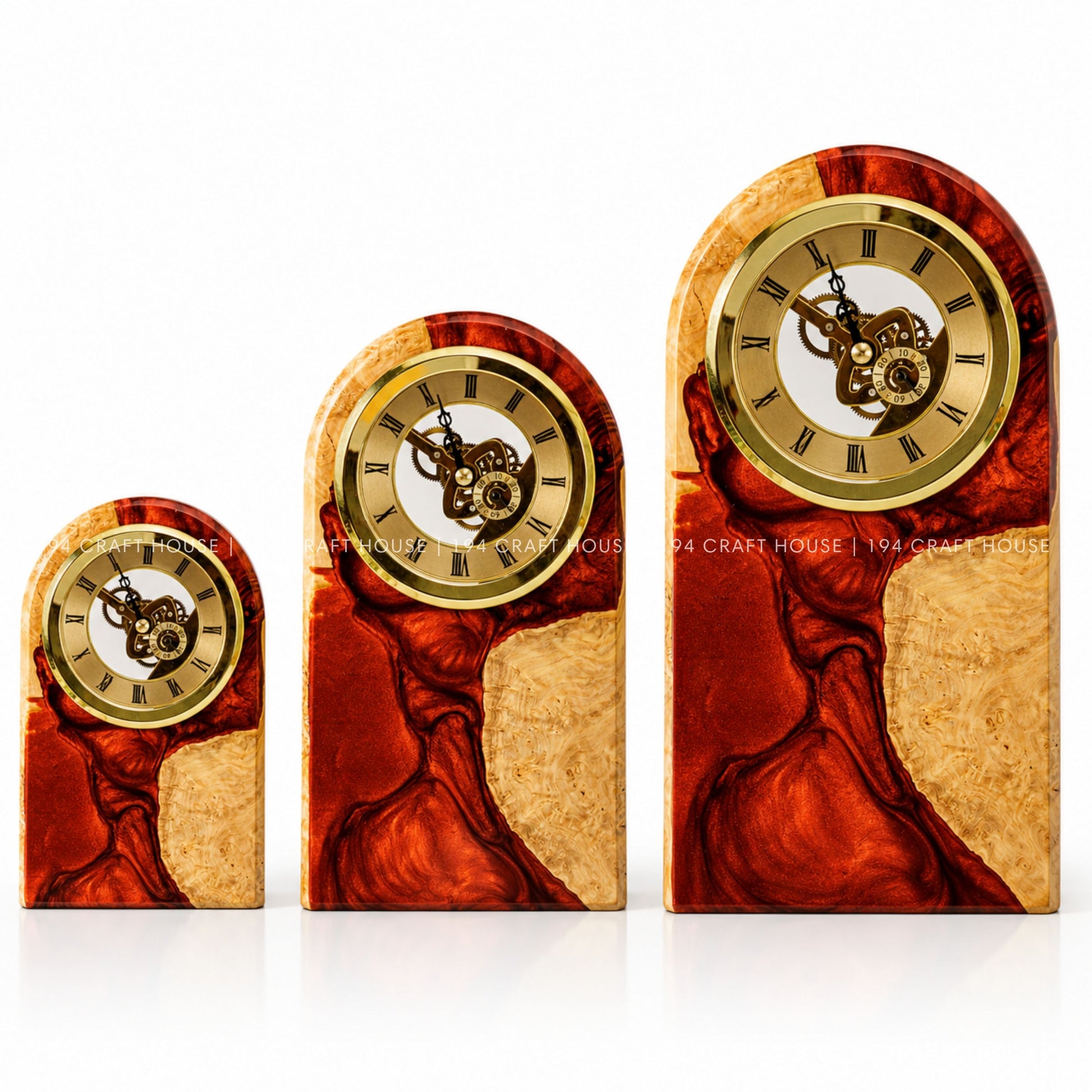 Personalized Wood & Resin Desk Clock – Handmade Clock for Home Office Decor & Personalized Gifts for New Home, Housewarming Gifts, Wedding Gifts, Anniversary Gifts, Retirement Gift