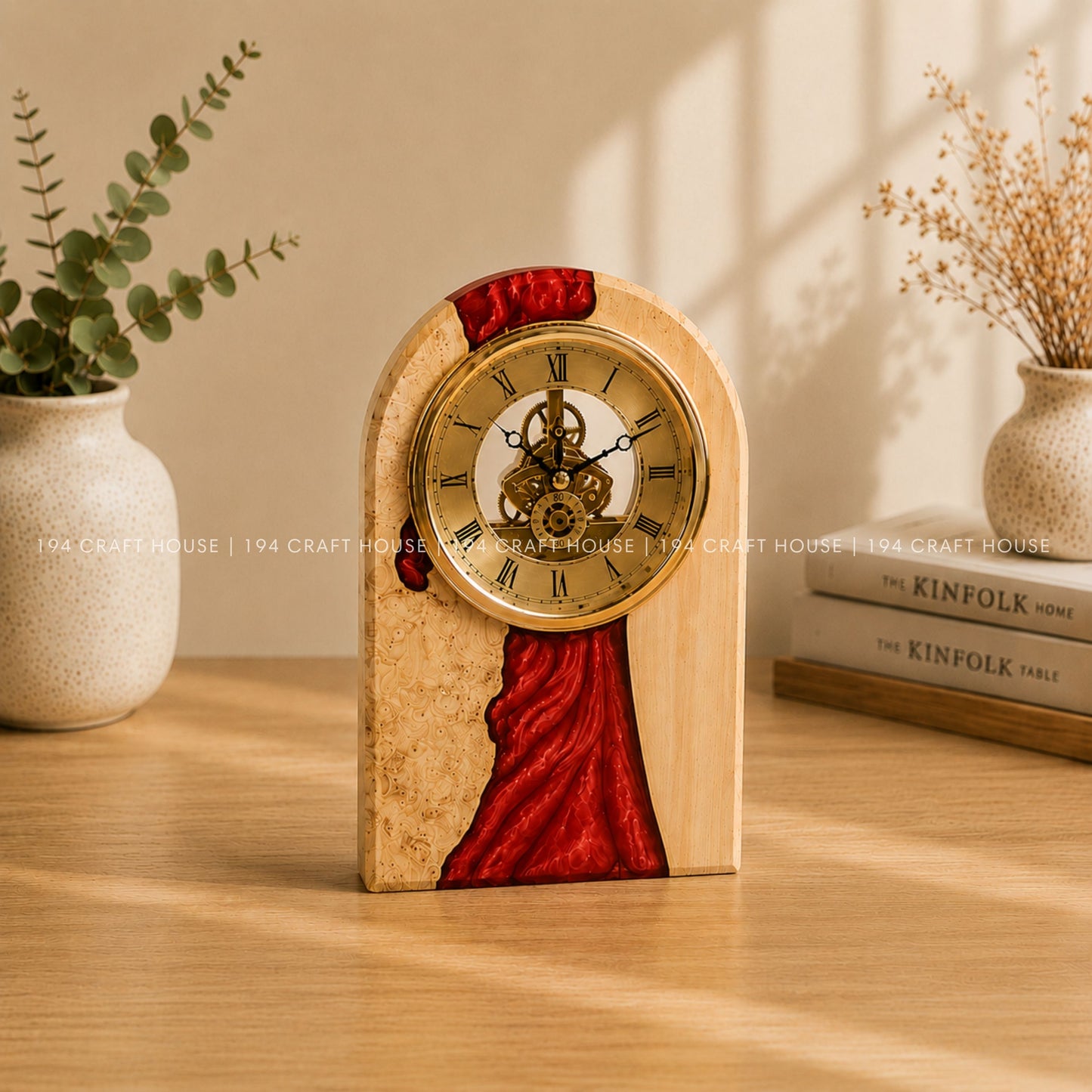 Personalized Wood & Resin Desk Clock – Handmade Clock for Home Office Decor & Personalized Gifts for New Home, Housewarming Gifts, Wedding Gifts, Anniversary Gifts, Retirement Gift