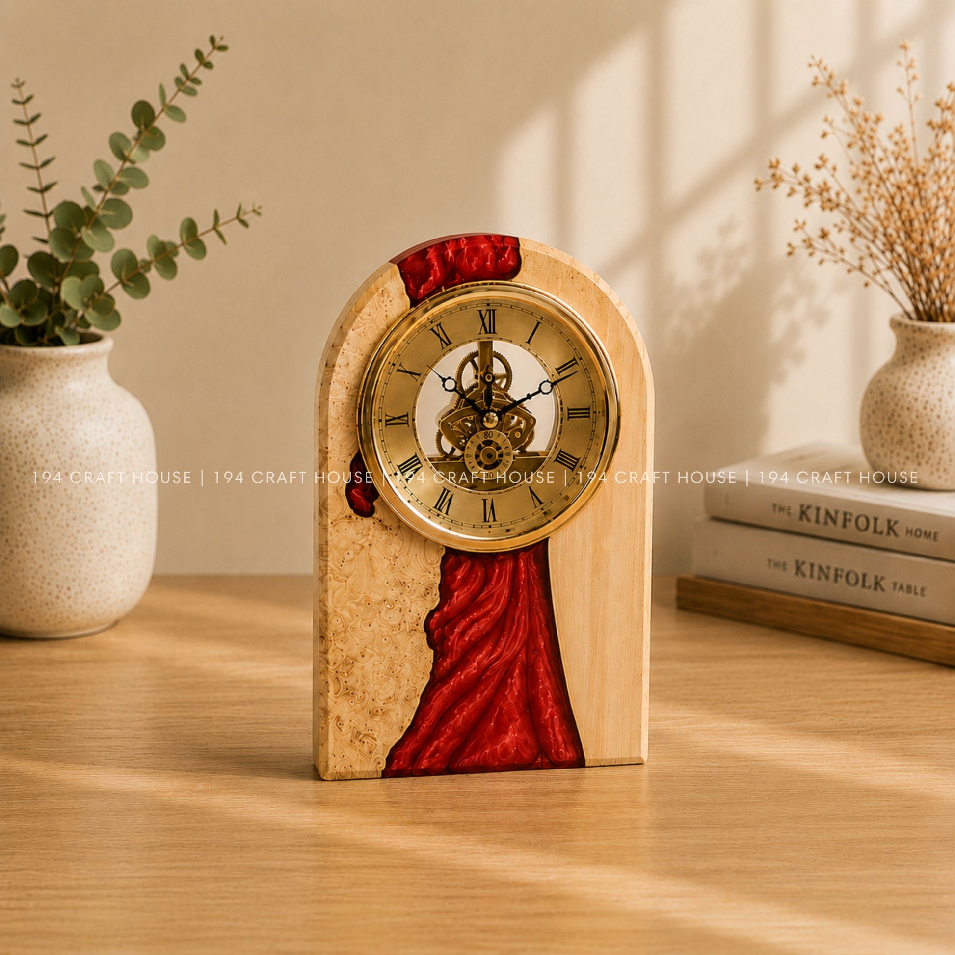 Personalized Wood & Resin Desk Clock – Handmade Clock for Home Office Decor & Personalized Gifts for New Home, Housewarming Gifts, Wedding Gifts, Anniversary Gifts, Retirement Gift