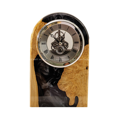 Personalized Wood & Resin Desk Clock – Handmade Clock for Home Office Decor & Personalized Gifts for New Home, Housewarming Gifts, Wedding Gifts, Anniversary Gifts, Retirement Gift
