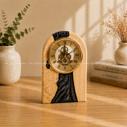 Personalized Wood & Resin Desk Clock – Handmade Clock for Home Office Decor & Personalized Gifts for New Home, Housewarming Gifts, Wedding Gifts, Anniversary Gifts, Retirement Gift