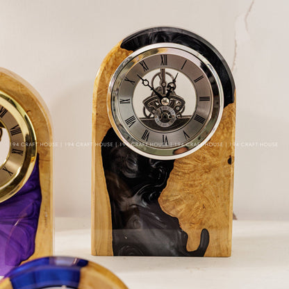 Personalized Wood & Resin Desk Clock – Handmade Clock for Home Office Decor & Personalized Gifts for New Home, Housewarming Gifts, Wedding Gifts, Anniversary Gifts, Retirement Gift