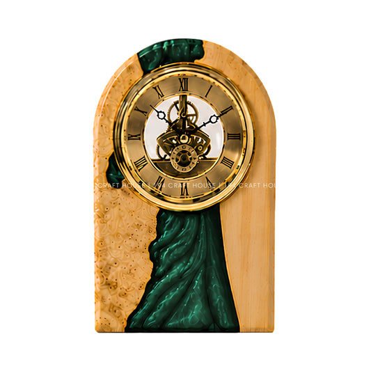 Personalized Wood & Resin Desk Clock – Handmade Clock for Home Office Decor & Personalized Gifts for New Home, Housewarming Gifts, Wedding Gifts, Anniversary Gifts, Retirement Gift