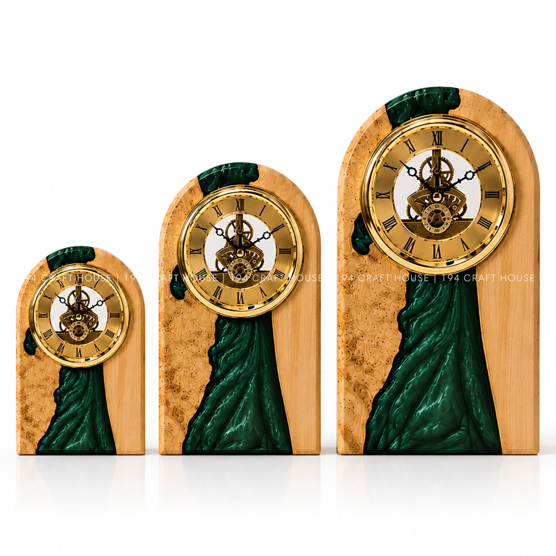 Personalized Wood & Resin Desk Clock – Handmade Clock for Home Office Decor & Personalized Gifts for New Home, Housewarming Gifts, Wedding Gifts, Anniversary Gifts, Retirement Gift