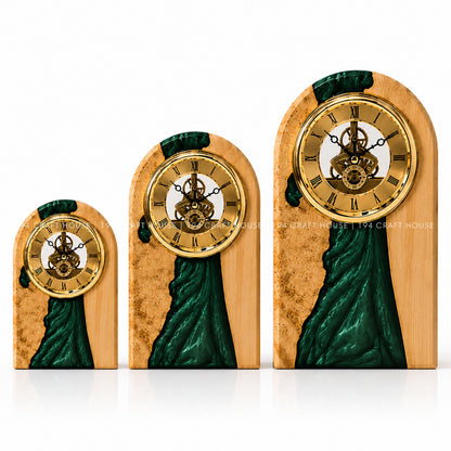 Personalized Wood & Resin Desk Clock – Handmade Clock for Home Office Decor & Personalized Gifts for New Home, Housewarming Gifts, Wedding Gifts, Anniversary Gifts, Retirement Gift