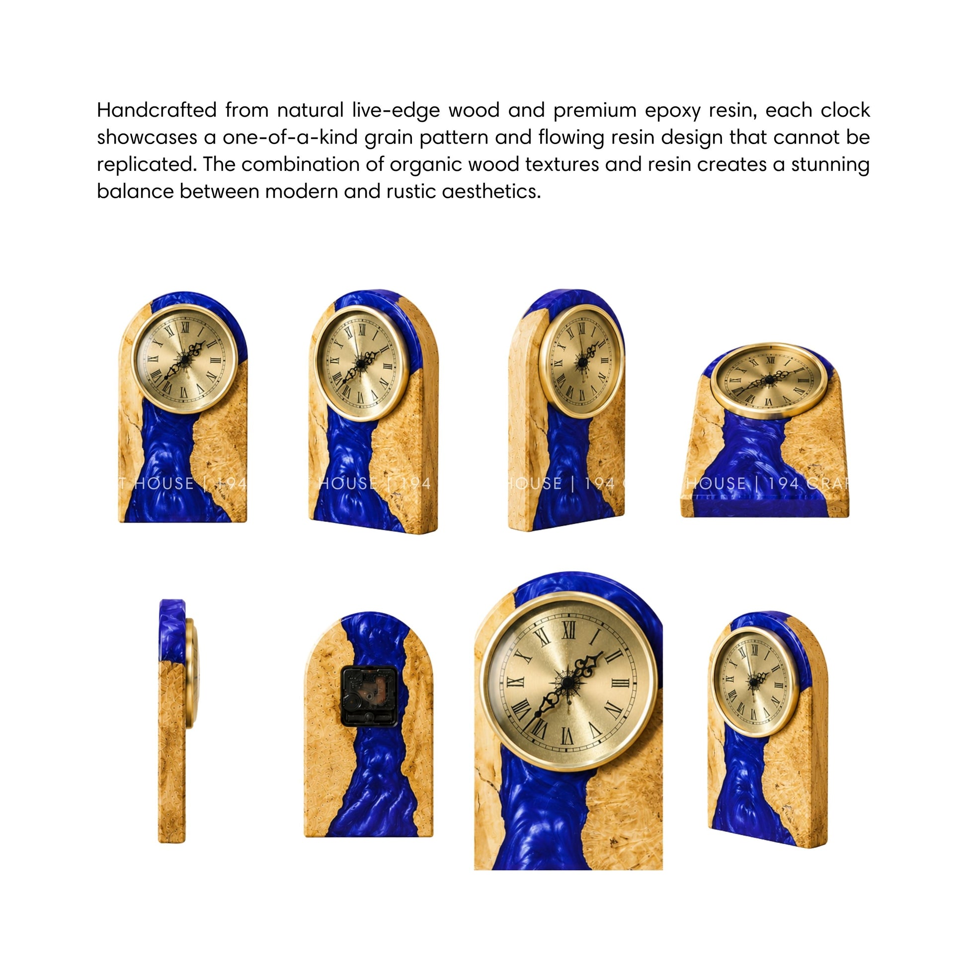 Personalized Wood & Resin Desk Clock – Handmade Clock for Home Office Decor & Personalized Gifts for New Home, Housewarming Gifts, Wedding Gifts, Anniversary Gifts, Retirement Gift