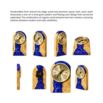 Personalized Wood & Resin Desk Clock – Handmade Clock for Home Office Decor & Personalized Gifts for New Home, Housewarming Gifts, Wedding Gifts, Anniversary Gifts, Retirement Gift