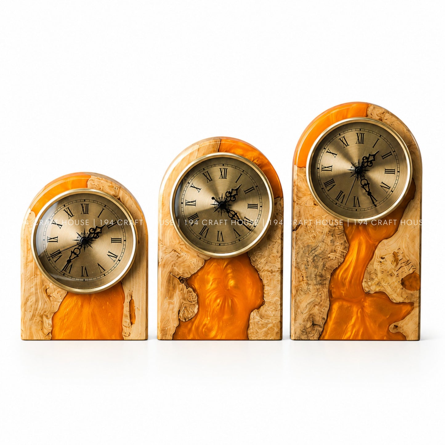 Personalized Wood & Resin Desk Clock – Handmade Clock for Home Office Decor & Personalized Gifts for New Home, Housewarming Gifts, Wedding Gifts, Anniversary Gifts, Retirement Gift