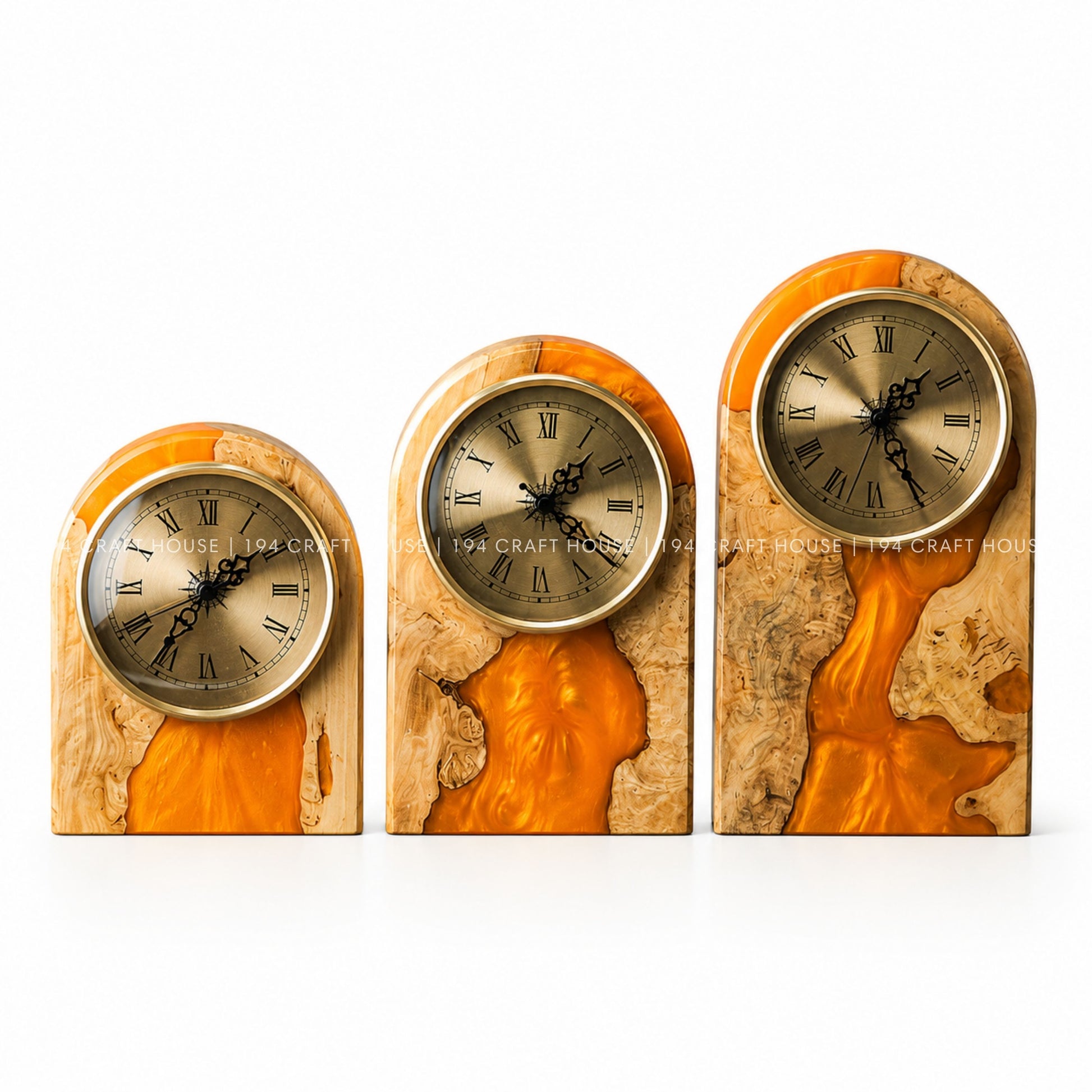 Personalized Wood & Resin Desk Clock – Handmade Clock for Home Office Decor & Personalized Gifts for New Home, Housewarming Gifts, Wedding Gifts, Anniversary Gifts, Retirement Gift