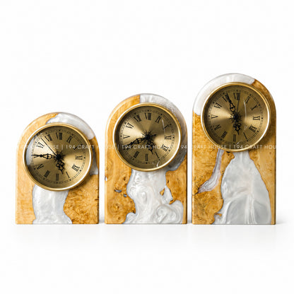 Personalized Wood & Resin Desk Clock – Handmade Clock for Home Office Decor & Personalized Gifts for New Home, Housewarming Gifts, Wedding Gifts, Anniversary Gifts, Retirement Gift
