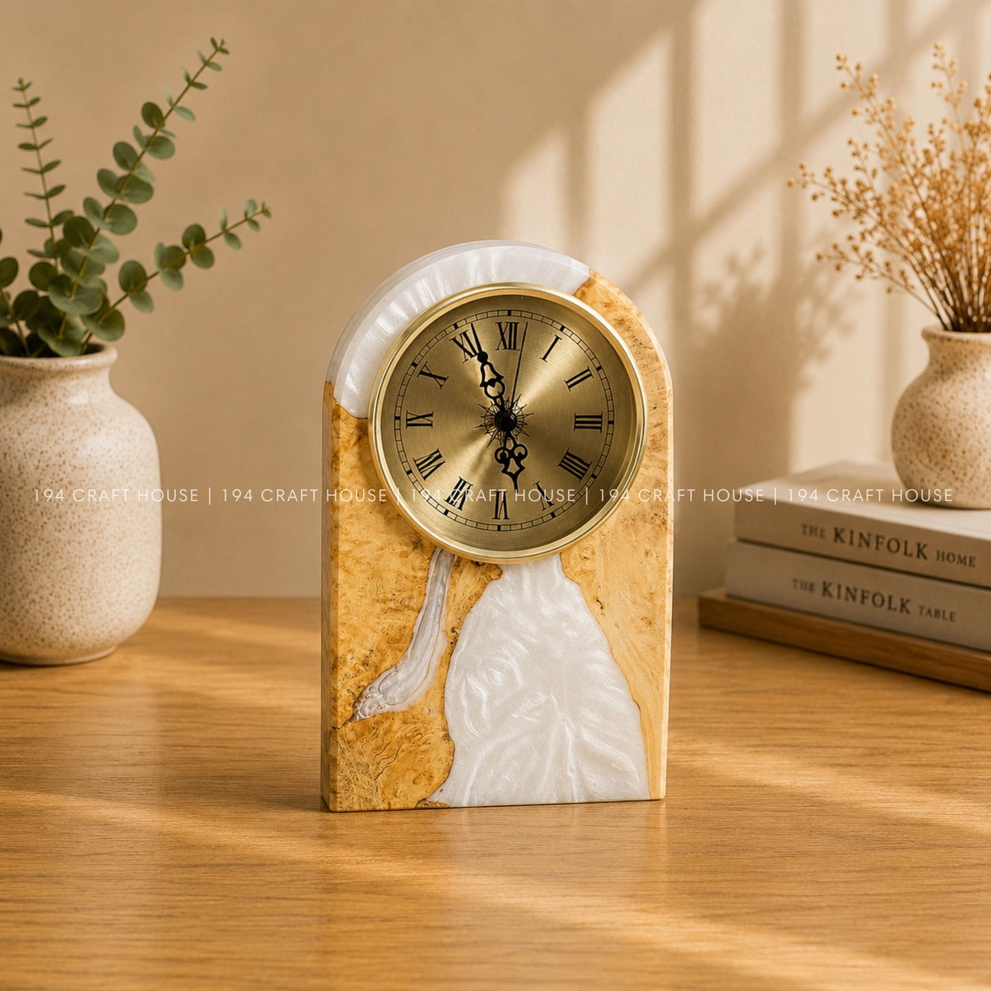 Personalized Wood & Resin Desk Clock – Handmade Clock for Home Office Decor & Personalized Gifts for New Home, Housewarming Gifts, Wedding Gifts, Anniversary Gifts, Retirement Gift