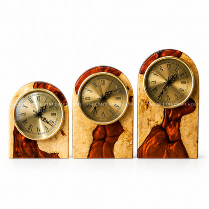 Personalized Wood & Resin Desk Clock – Handmade Clock for Home Office Decor & Personalized Gifts for New Home, Housewarming Gifts, Wedding Gifts, Anniversary Gifts, Retirement Gift