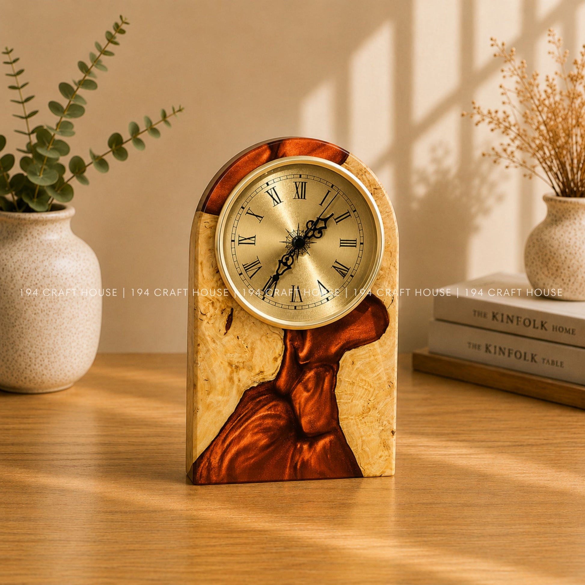 Personalized Wood & Resin Desk Clock – Handmade Clock for Home Office Decor & Personalized Gifts for New Home, Housewarming Gifts, Wedding Gifts, Anniversary Gifts, Retirement Gift