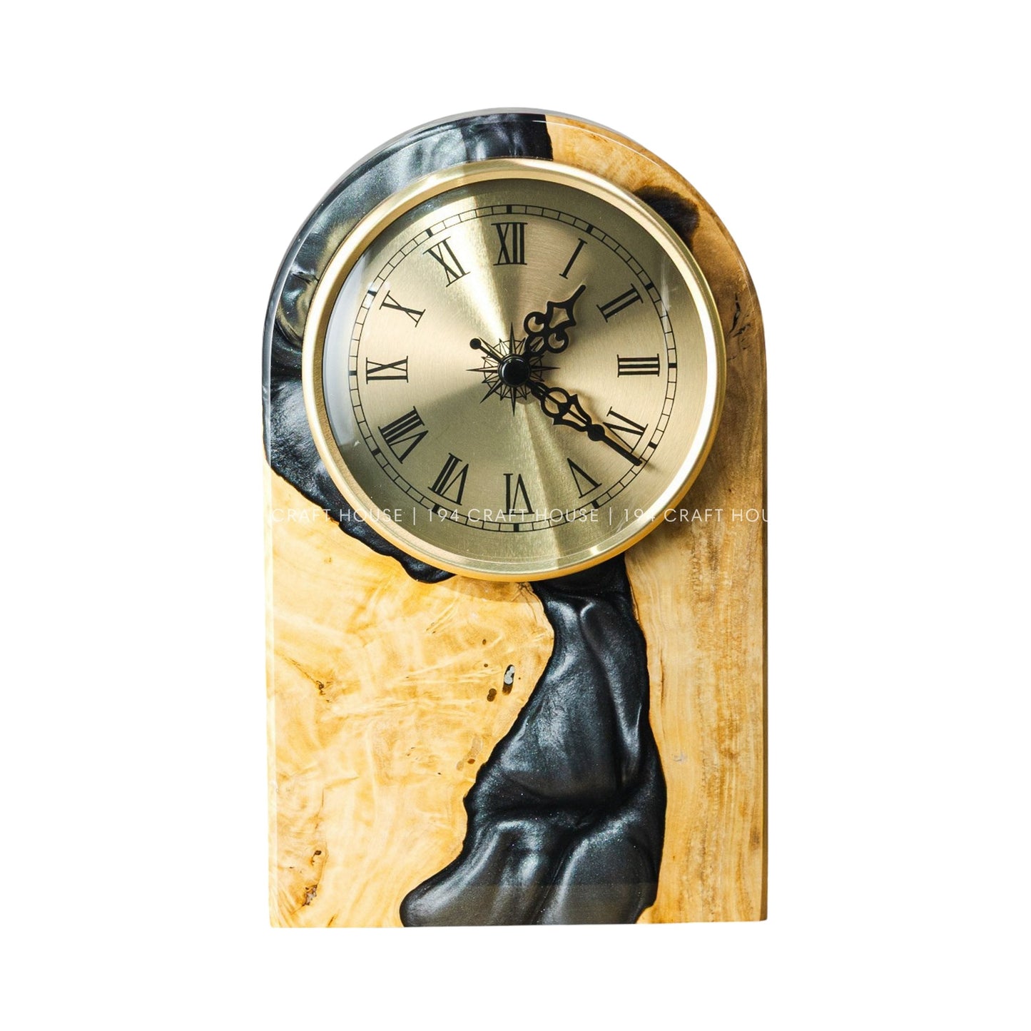 Personalized Wood & Resin Desk Clock – Handmade Clock for Home Office Decor & Personalized Gifts for New Home, Housewarming Gifts, Wedding Gifts, Anniversary Gifts, Retirement Gift