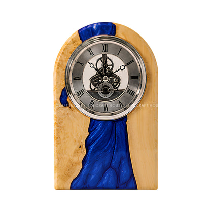 Personalized Wood & Resin Desk Clock – Handmade Clock for Home Office Decor & Personalized Gifts for New Home, Housewarming Gifts, Wedding Gifts, Anniversary Gifts, Retirement Gift