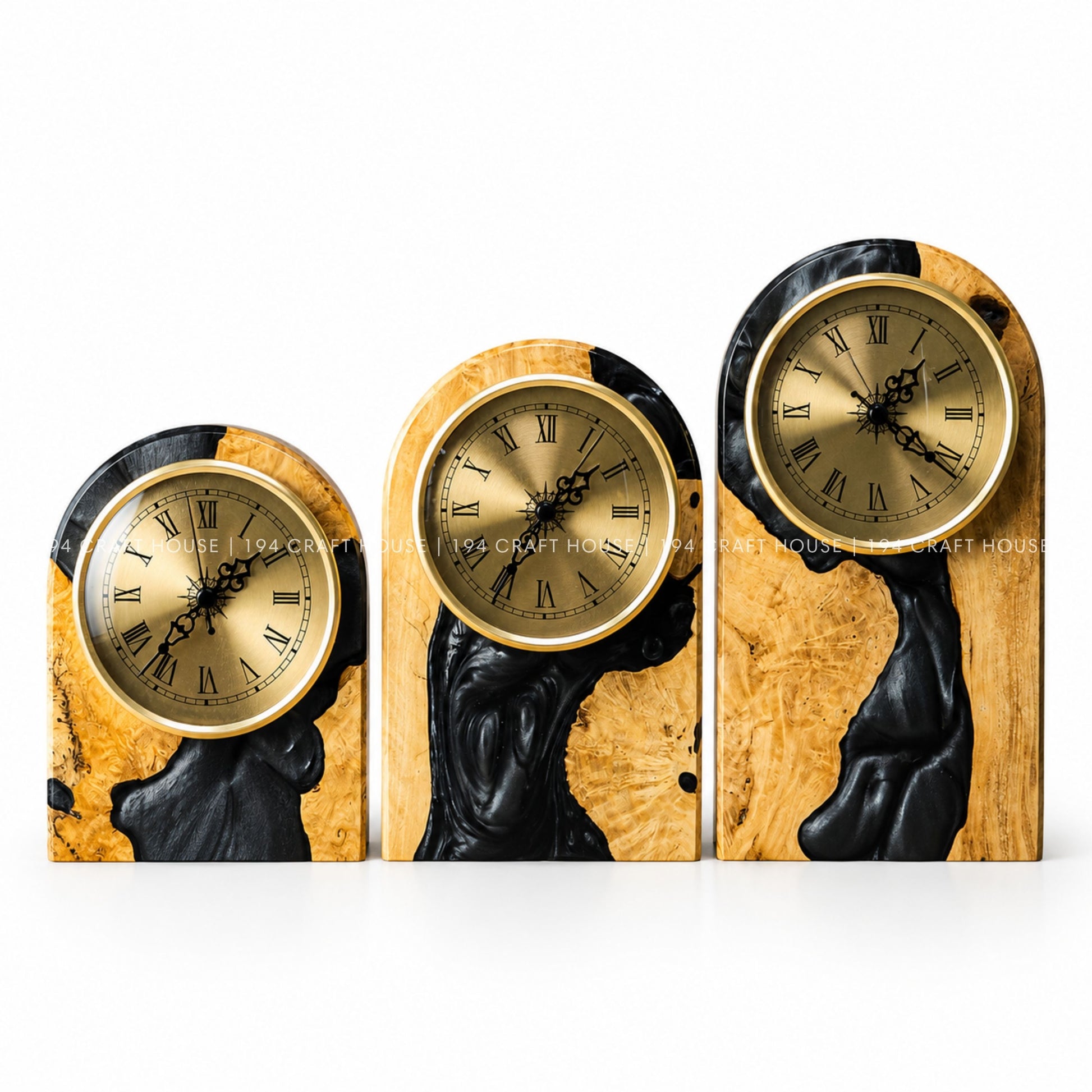 Personalized Wood & Resin Desk Clock – Handmade Clock for Home Office Decor & Personalized Gifts for New Home, Housewarming Gifts, Wedding Gifts, Anniversary Gifts, Retirement Gift