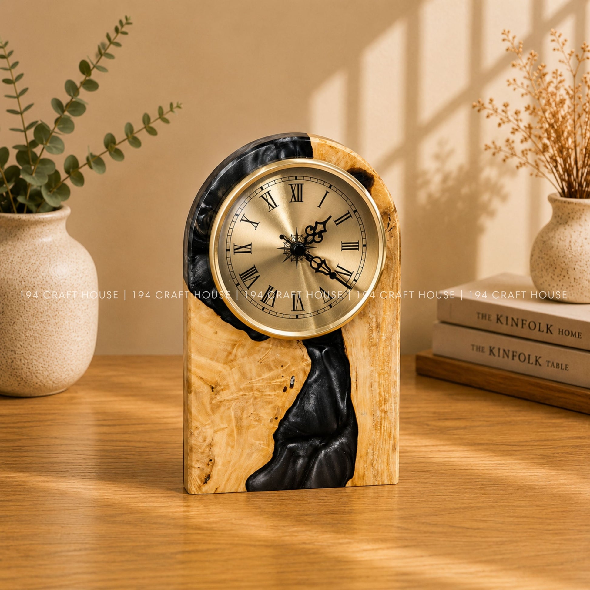Personalized Wood & Resin Desk Clock – Handmade Clock for Home Office Decor & Personalized Gifts for New Home, Housewarming Gifts, Wedding Gifts, Anniversary Gifts, Retirement Gift