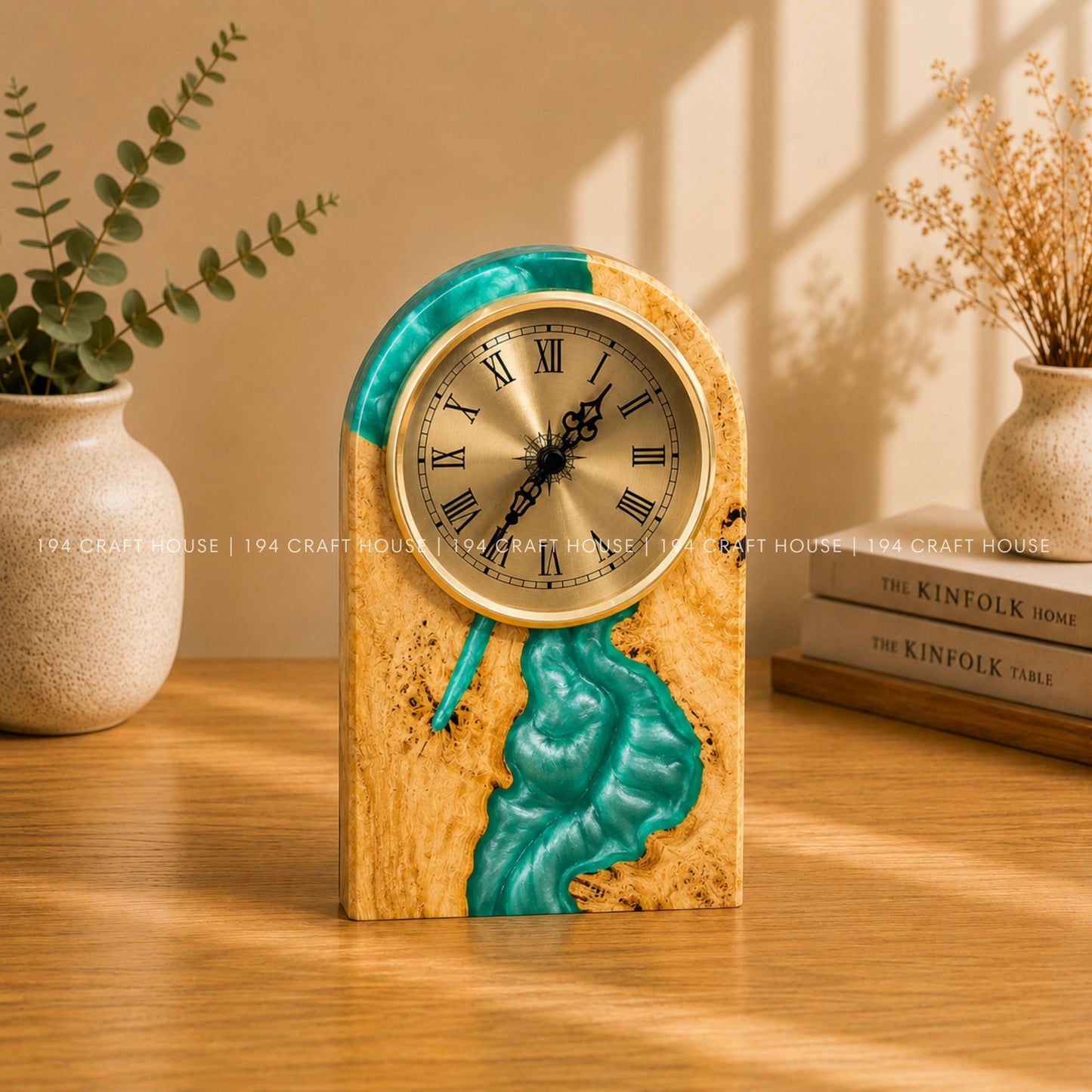 Personalized Wood & Resin Desk Clock – Handmade Clock for Home Office Decor & Personalized Gifts for New Home, Housewarming Gifts, Wedding Gifts, Anniversary Gifts, Retirement Gift