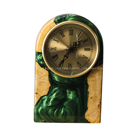 Personalized Wood & Resin Desk Clock – Handmade Clock for Home Office Decor & Personalized Gifts for New Home, Housewarming Gifts, Wedding Gifts, Anniversary Gifts, Retirement Gift