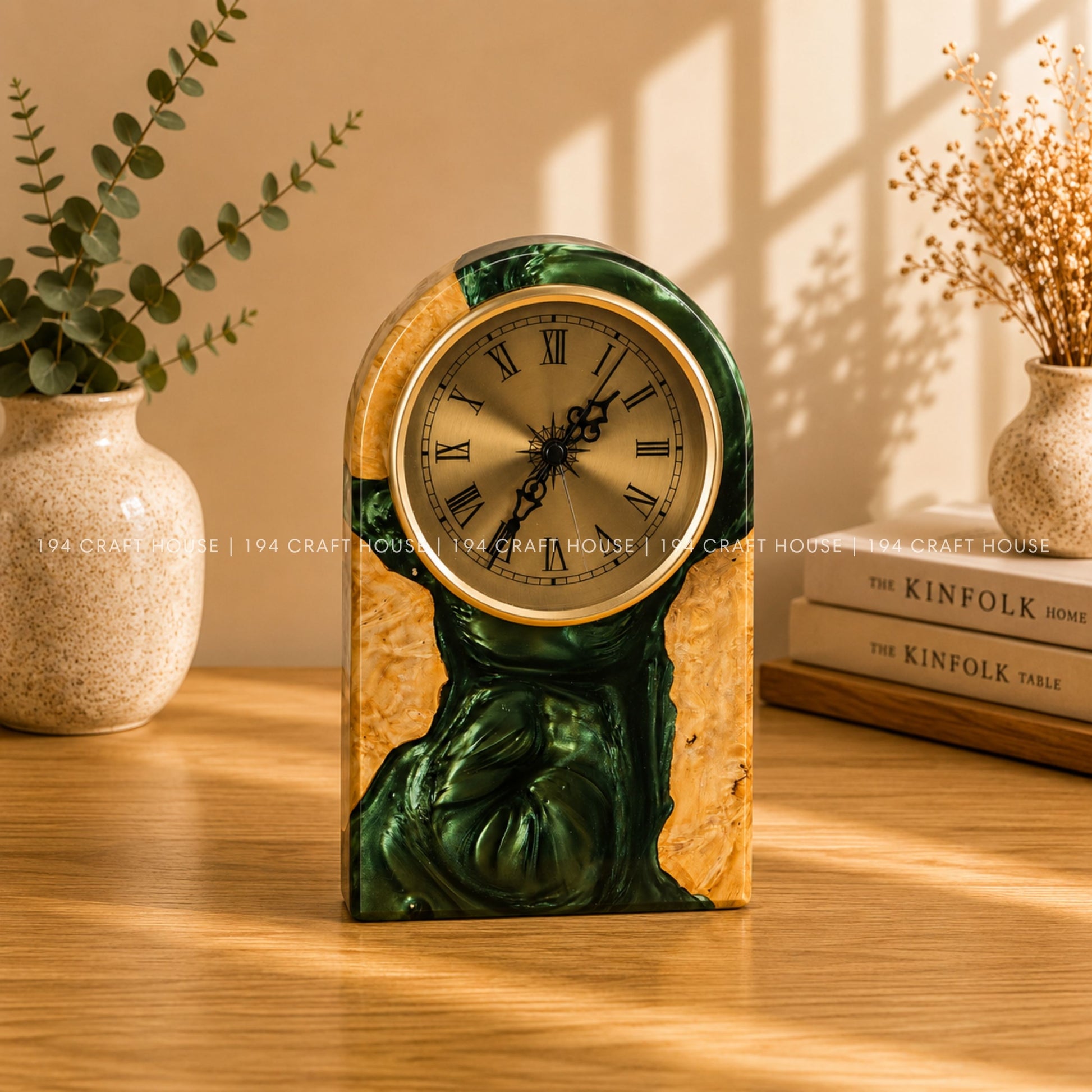 Personalized Wood & Resin Desk Clock – Handmade Clock for Home Office Decor & Personalized Gifts for New Home, Housewarming Gifts, Wedding Gifts, Anniversary Gifts, Retirement Gift