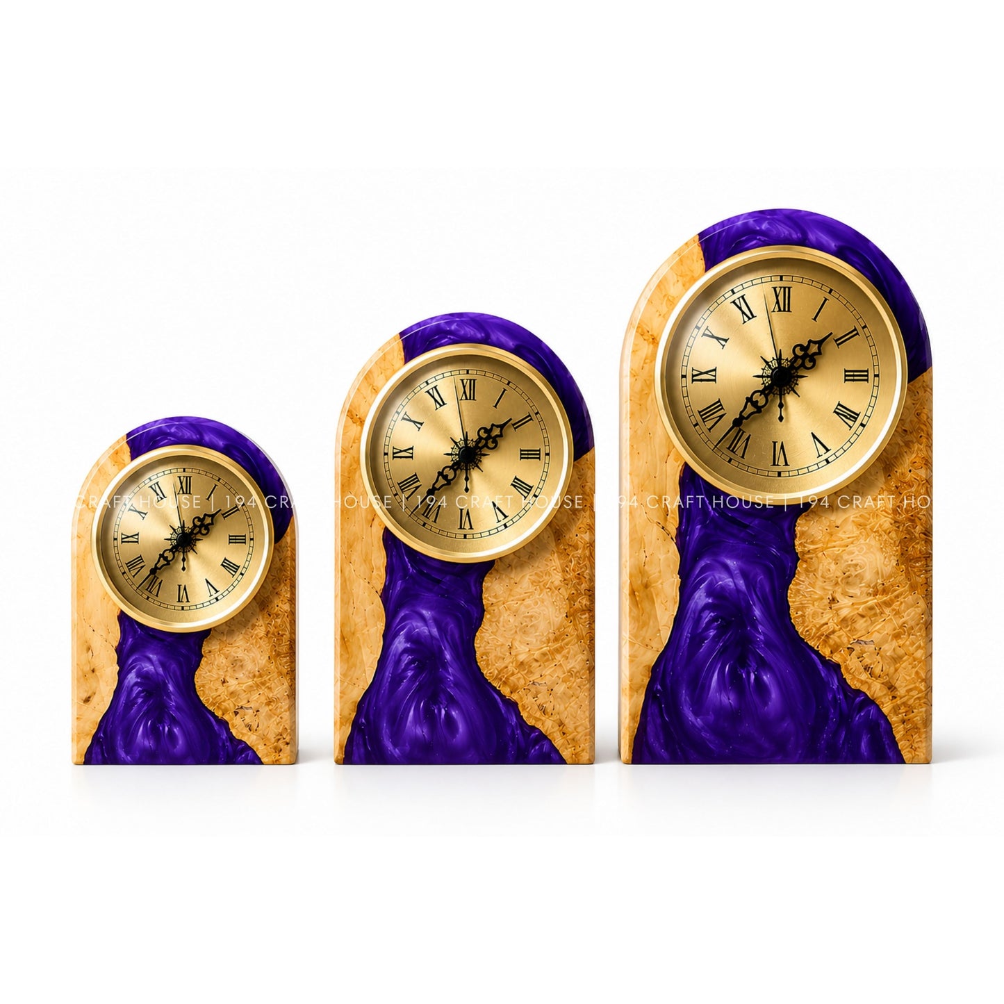 Personalized Wood & Resin Desk Clock – Handmade Clock for Home Office Decor & Personalized Gifts for New Home, Housewarming Gifts, Wedding Gifts, Anniversary Gifts, Retirement Gift