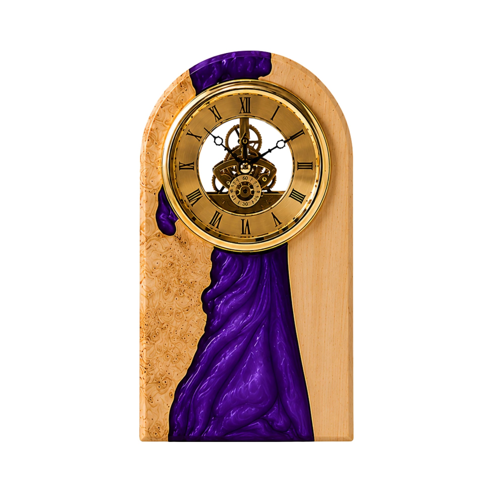 Personalized Wood & Resin Desk Clock – Handmade Clock for Home Office Decor & Personalized Gifts for New Home, Housewarming Gifts, Wedding Gifts, Anniversary Gifts, Retirement Gift