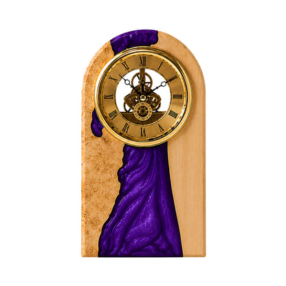 Personalized Wood & Resin Desk Clock – Handmade Clock for Home Office Decor & Personalized Gifts for New Home, Housewarming Gifts, Wedding Gifts, Anniversary Gifts, Retirement Gift