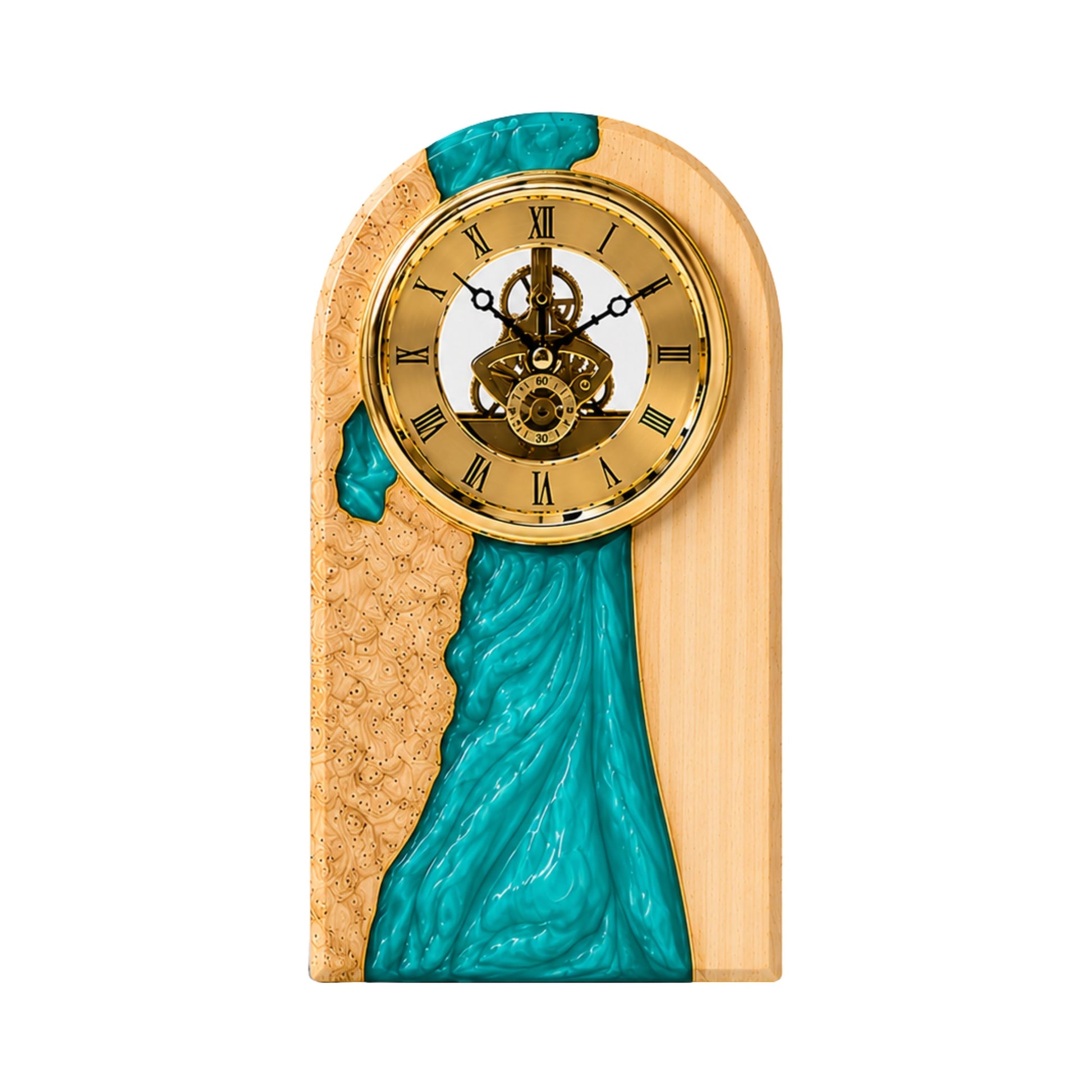 Personalized Wood & Resin Desk Clock – Handmade Clock for Home Office Decor & Personalized Gifts for New Home, Housewarming Gifts, Wedding Gifts, Anniversary Gifts, Retirement Gift