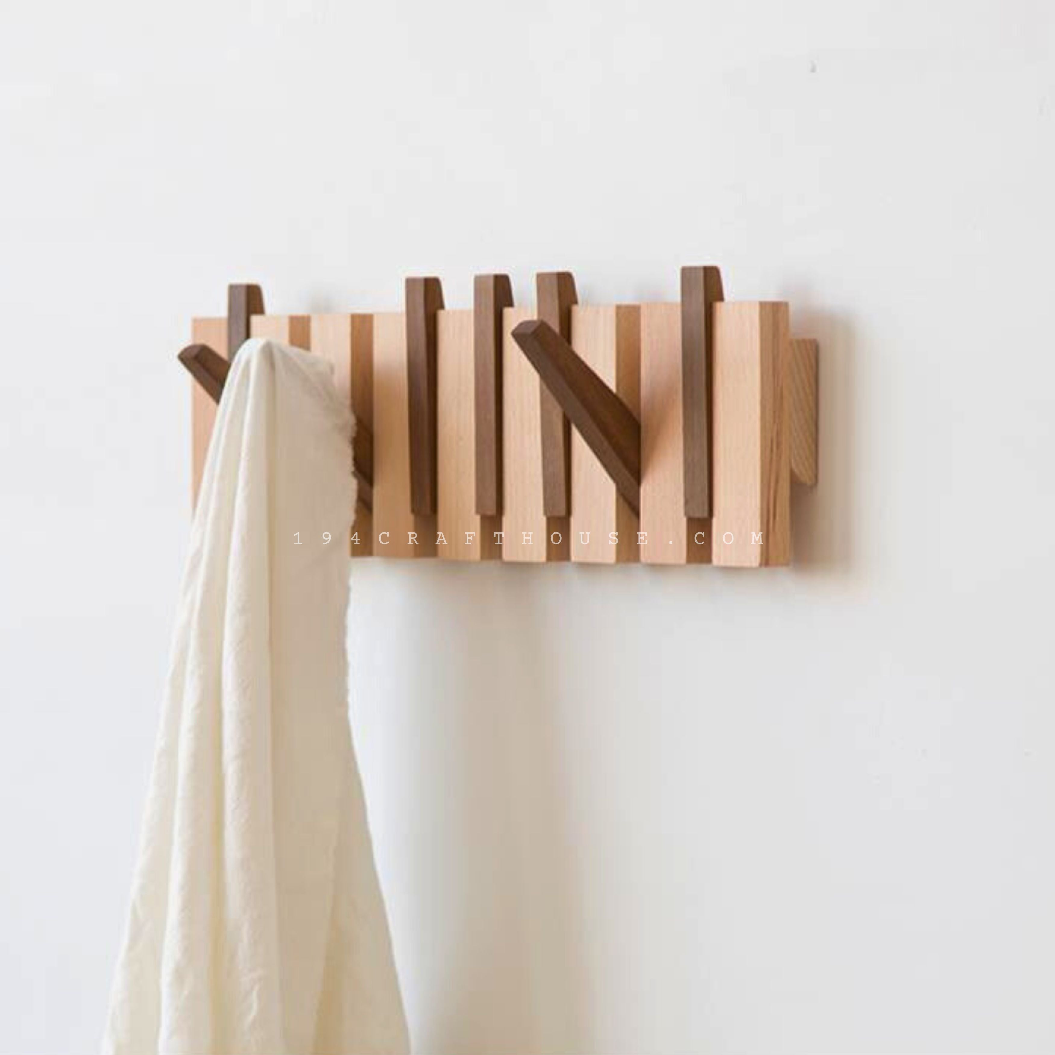 5 Hooks Wooden Piano Coat Hanger Wall Mounted Home Living Decor 194 Craft House