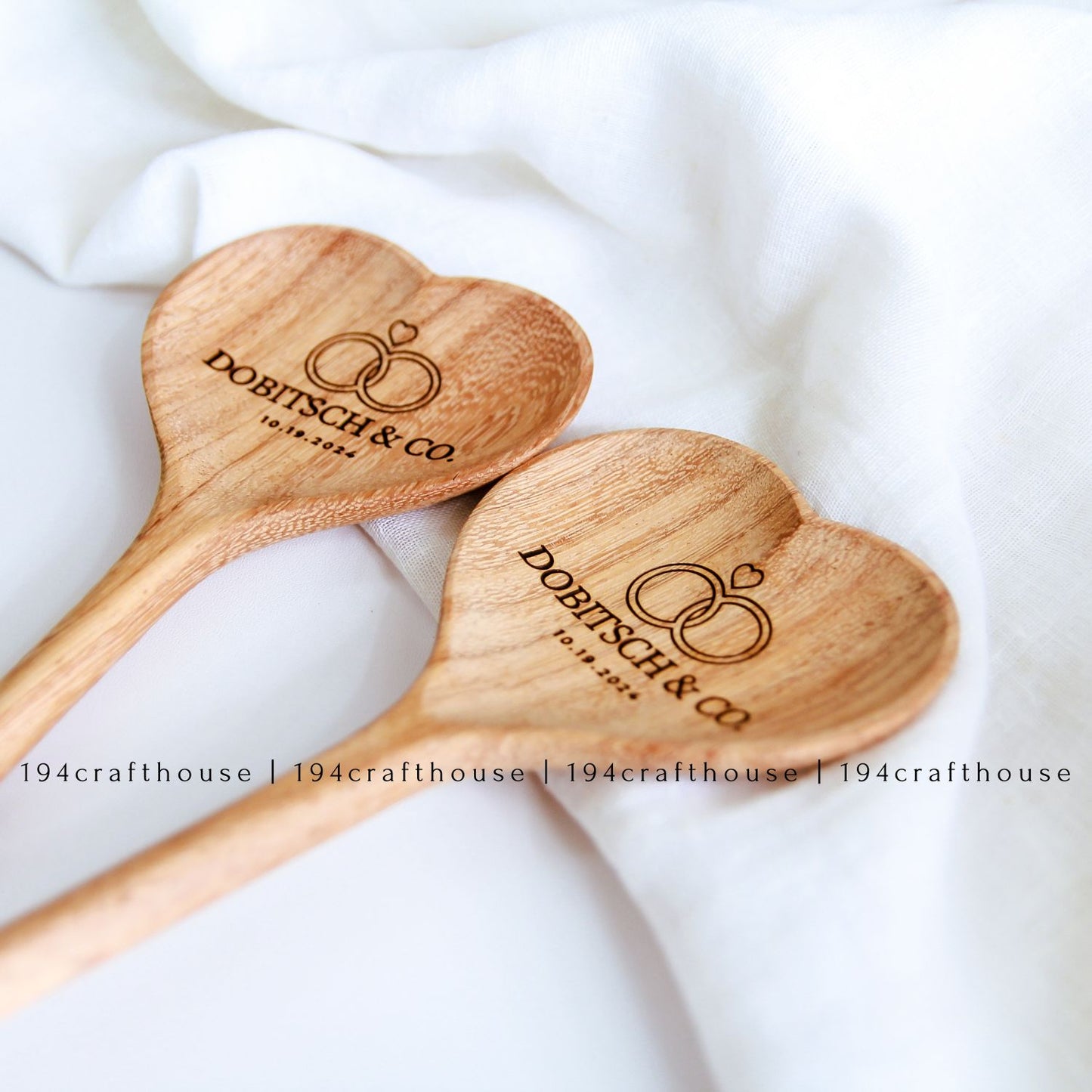 Personalized Wooden Heart Spoon - Kitchen Serving Utensil