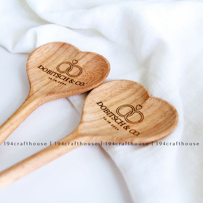 Personalized Wooden Heart Spoon - Kitchen Serving Utensil