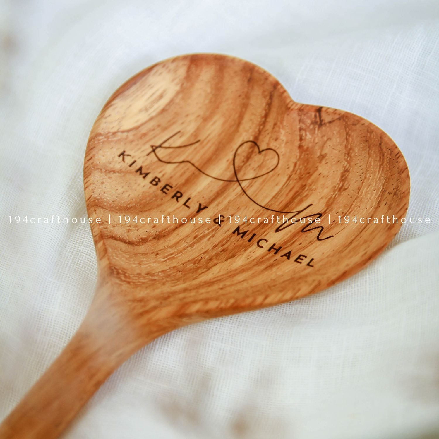 Wooden Heart Shaped Spoon Large Size - Kitchen Serving Utensil - 194 Craft House